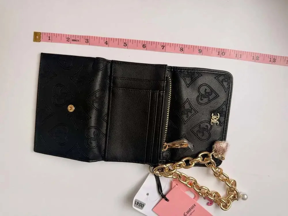 Juicy Couture Top Notch Double Sided Trifold Wallet in Liquorice
